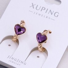 Сережки XР. Позолота 18К. Камені: Swarovski фіолетового кольору. Діаметр: 13 мм. Ширина: 7 мм
