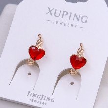 Сережки XР. Позолота 18К. Камені: Swarovski червоного кольору. Діаметр: 13 мм. Ширина: 7 мм