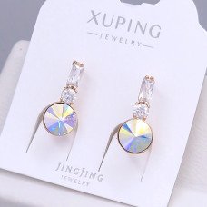 Сережки XР. Позолота 18К. Камені: Swarovski бензинового кольору та циркон. Довжина: 20 мм. Ширина: 8 мм.