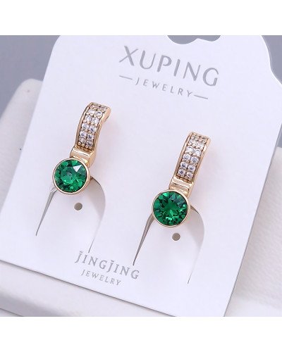 Сережки XР. Позолота 18К. Камені: Swarovski зеленого кольору та циркон. Довжина: 18 мм. Ширина: 6 мм.