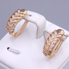 Сережки ХР. Позолота 18К. Камені: білий циркон. Довжина: 20 мм. Ширина: 7 мм.