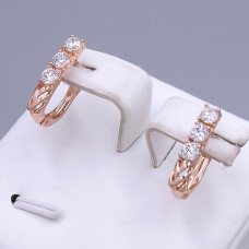 Сережки XР. Позолота ЧВ. Камені: білий циркон. Довжина: 16 мм. Ширина: 3 мм.