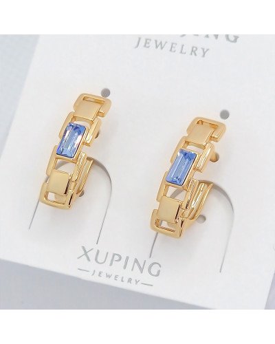 Сережки XР. Позолота 18К. Камені: Swarovski блакитного кольору. Довжина: 18 мм. Ширина: 5 мм.