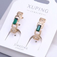 Сережки XР. Позолота 18К. Камені: Swarovski темно-зеленого кольору. Довжина: 18 мм. Ширина: 5 мм.