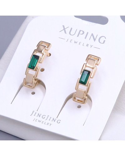 Сережки XР. Позолота 18К. Камені: Swarovski темно-зеленого кольору. Довжина: 18 мм. Ширина: 5 мм.