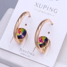 Сережки XР. Позолота 18К. Камені: містичний Swarovski. Довжина: 23 мм. Ширина: 9 мм.