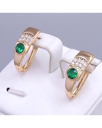 Сережки XР. Позолота 18К. Камені: Swarovski зеленого кольору та циркон. Довжина: 20 мм. Ширина: 7 мм.