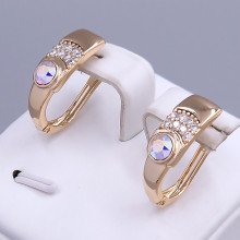 Сережки XР. Позолота 18К. Камені: Swarovski бензинового кольору та циркон. Довжина: 20 мм. Ширина: 7 мм.