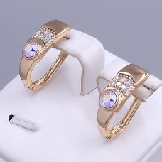 Сережки XР. Позолота 18К. Камені: Swarovski бензинового кольору та циркон. Довжина: 20 мм. Ширина: 7 мм.