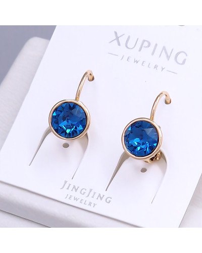 Сережки XР. Позолота 18К. Камені: Swarovski синього кольору. Довжина: 15 мм. Ширина: 9 мм.