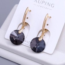 Сережки XР. Позолота 18К. Камені: Swarovski чорного кольору. Довжина: 33 мм. Ширина: 12 мм.