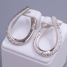 Сережки ХР. Родій. Довжина: 36 мм. Ширина: 24 мм.