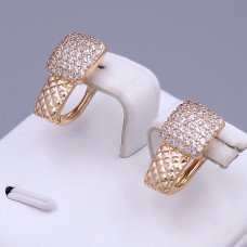 Сережки ХР. Позолота 18К. Камені: білий циркон. Довжина: 17 мм. Ширина: 8 мм.