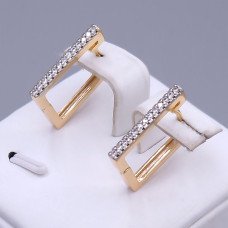 Сережки ХР. Позолота 18К. Камені: білий циркон. Довжина: 19 мм. Ширина: 2 мм.