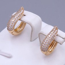 Сережки ХР. Позолота 18К. Камені: білий циркон. Довжина: 16 мм. Ширина: 5 мм.