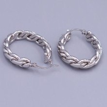 Сережки-кільця XР. Родій. Довжина: 34 мм. Товщина 6 мм.