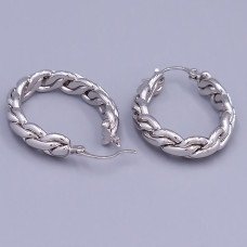 Сережки-кільця XР. Родій. Довжина: 34 мм. Товщина 6 мм.