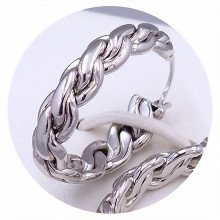 Сережки-кільця XР. Родій. Довжина: 34 мм. Товщина 6 мм.
