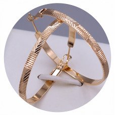 Сережки-кільця XР із рифленням. Позолота 18К. Діаметр: 39 мм. Товщина 3 мм.