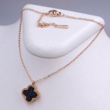 Ланцюжок з двосторонніми кулонами Stainless Steel із емаллю та цирконом. Сталь. Позолота ЧВ. Довжина: 39-44 см.