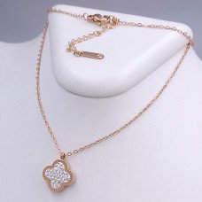 Ланцюжок з двосторонніми кулонами Stainless Steel із емаллю та цирконом. Сталь. Позолота ЧВ. Довжина: 39-44 см.