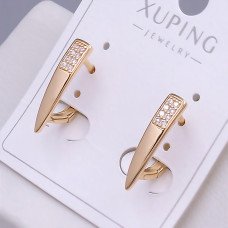 Сережки ХР. Позолота 18К. Камені: білий циркон. Довжина: 18 мм. Ширина: 4 мм.