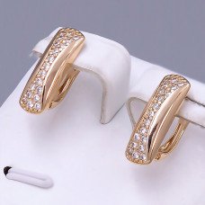 Сережки ХР. Позолота 18К. Камені: білий циркон. Довжина: 19 мм. Ширина: 6 мм.