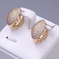 Сережки ХР. Позолота 18К. Камені: білий циркон. Довжина: 19 мм. Ширина: 10 мм.