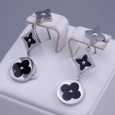 Сережки-гвоздики Stainless Steel із чорною емаллю. Сталь. Родій. Довжина: 36 мм. Ширина: 12 мм.