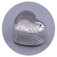 Сережки ХР. Родій. Камені: білий циркон. Довжина: 15 мм. Ширина: 18 мм.