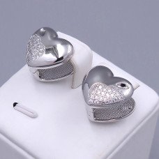 Сережки ХР. Родій. Камені: білий циркон. Довжина: 15 мм. Ширина: 18 мм.