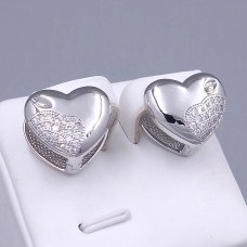 Сережки ХР. Родій. Камені: білий циркон. Довжина: 15 мм. Ширина: 18 мм.