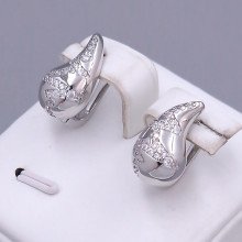 Сережки ХР. Родій. Камені: білий циркон. Довжина: 17 мм. Ширина: 10 мм.