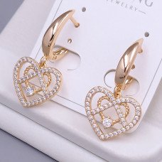 Сережки ХР. Позолота 18К. Камені: білий циркон. Довжина: 32 мм. Ширина: 16 мм.