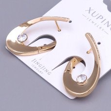 Сережки ХР. Позолота 18К. Камені: білий циркон. Довжина: 28 мм. Ширина: 16 мм.