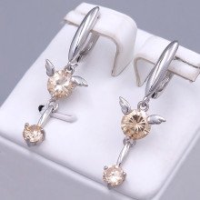 Сережки ХР. Родій. Камені: циркон. Довжина: 39 мм. Ширина: 12 мм.