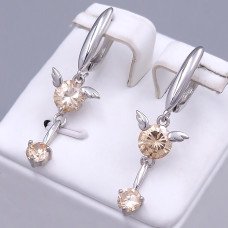 Сережки ХР. Родій. Камені: циркон. Довжина: 39 мм. Ширина: 12 мм.