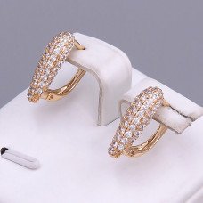 Сережки ХР. Позолота 18К. Камені: білий циркон. Довжина: 18 мм. Ширина: 6 мм.