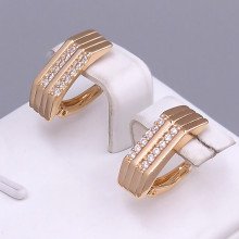 Сережки ХР. Позолота 18К. Камені: білий циркон. Довжина: 18 мм. Ширина: 6 мм.