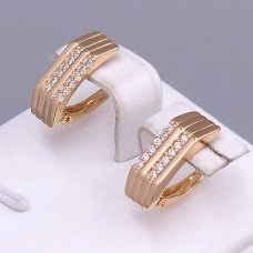 Сережки ХР. Позолота 18К. Камені: білий циркон. Довжина: 18 мм. Ширина: 6 мм.