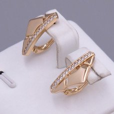 Сережки ХР. Позолота 18К. Камені: білий циркон. Довжина: 19 мм. Ширина: 9 мм.
