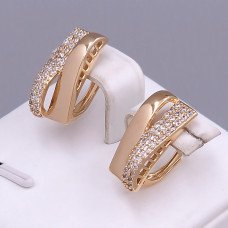 Сережки ХР. Позолота 18К. Камені: білий циркон. Довжина: 18 мм. Ширина: 8 мм.
