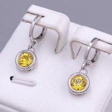 Сережки ХР. Родій. Камені: циркон. Довжина: 22 мм. Ширина: 8 мм.