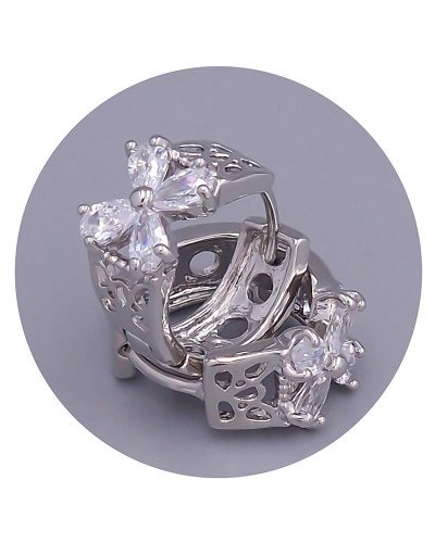 Сережки ХР. Родій. Камені: циркон. Діаметр: 15 мм. Ширина: 9 мм.