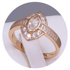 Каблучка XР. Позолота 18К. Камені: циркон. Є: 16р 19р