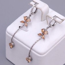 Сережки ХР. Родій. Камені: циркон. Довжина: 49 мм. Ширина: 7 мм.