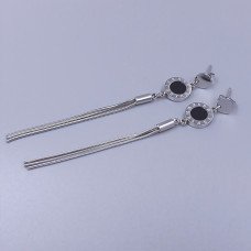Сережки-гвоздики Stainless Steel. Сталь. Родій. Довжина: 77 мм. Ширина: 10 мм.