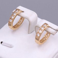 Сережки ХР. Позолота 18К. Камені: білий циркон. Довжина: 15 мм. Ширина: 4 мм.