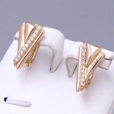 Сережки ХР. Позолота 18К. Камені: білий циркон. Довжина: 18 мм. Ширина: 10 мм.