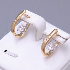 Сережки ХР. Позолота 18К+ родій. Камені: білий циркон. Довжина: 18 мм. Ширина: 33 мм.
